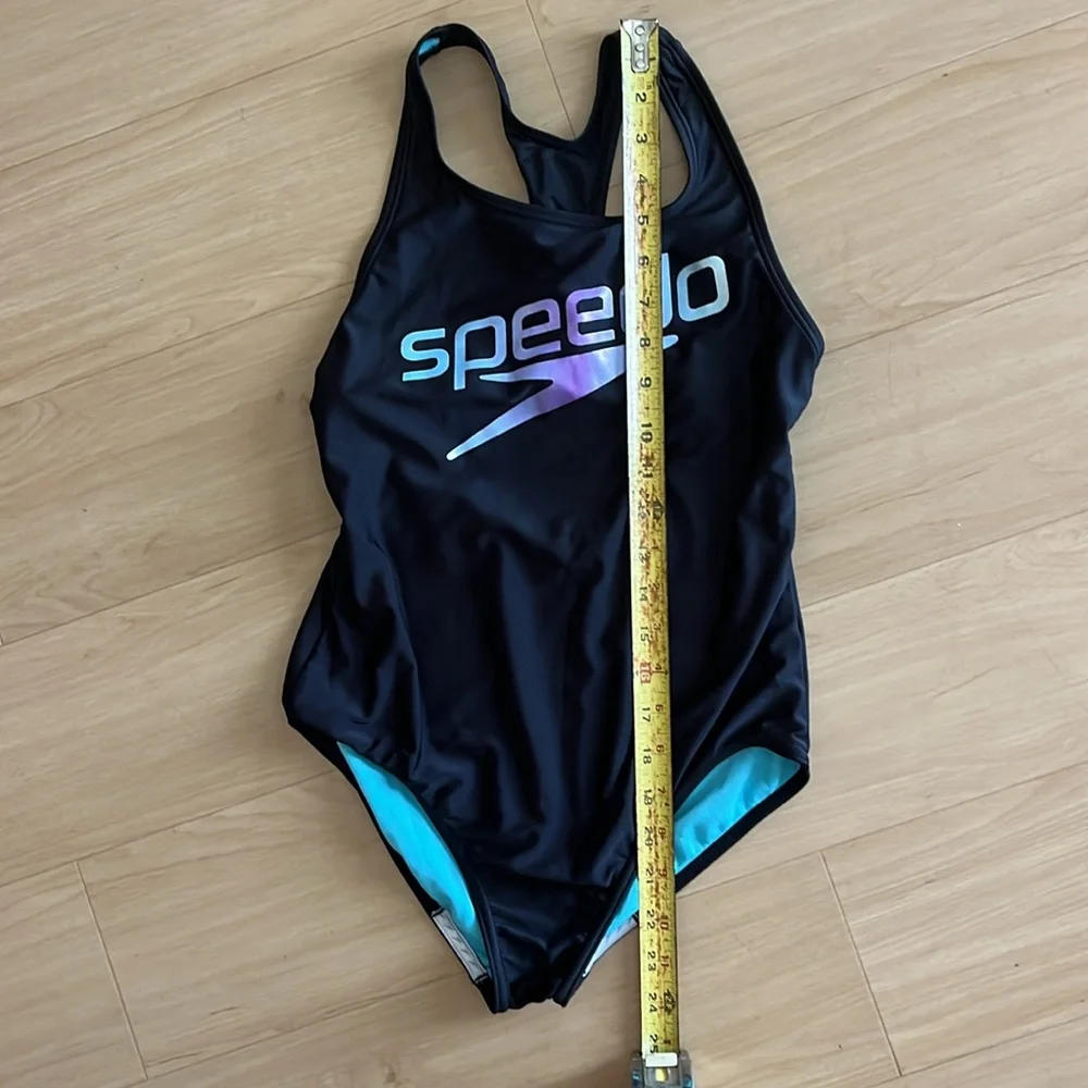 SPEEDO GIRLS PRINTED MEDALIST LOGO ONE PIECE SWIMSUIT SZ 16